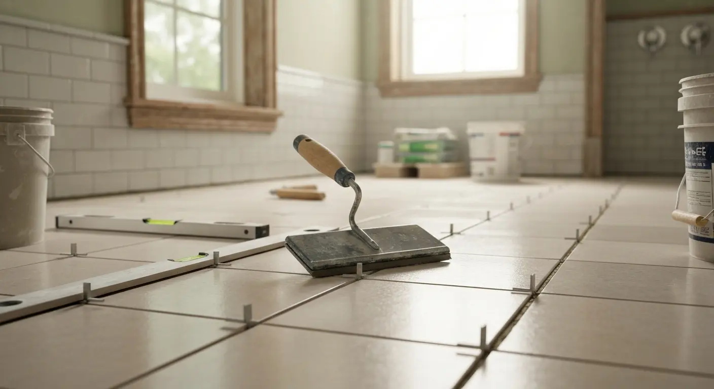 Ceramic tile bathroom flooring