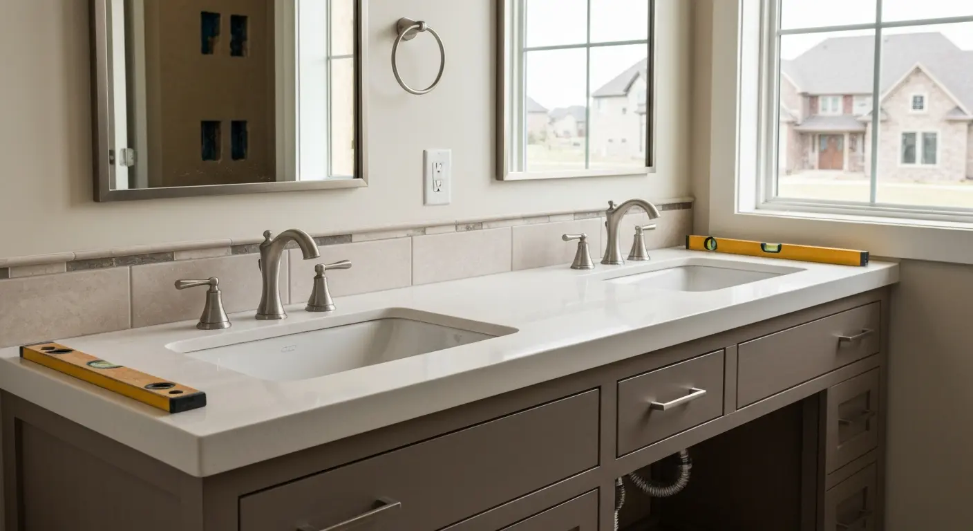 Double bathroom vanity installation