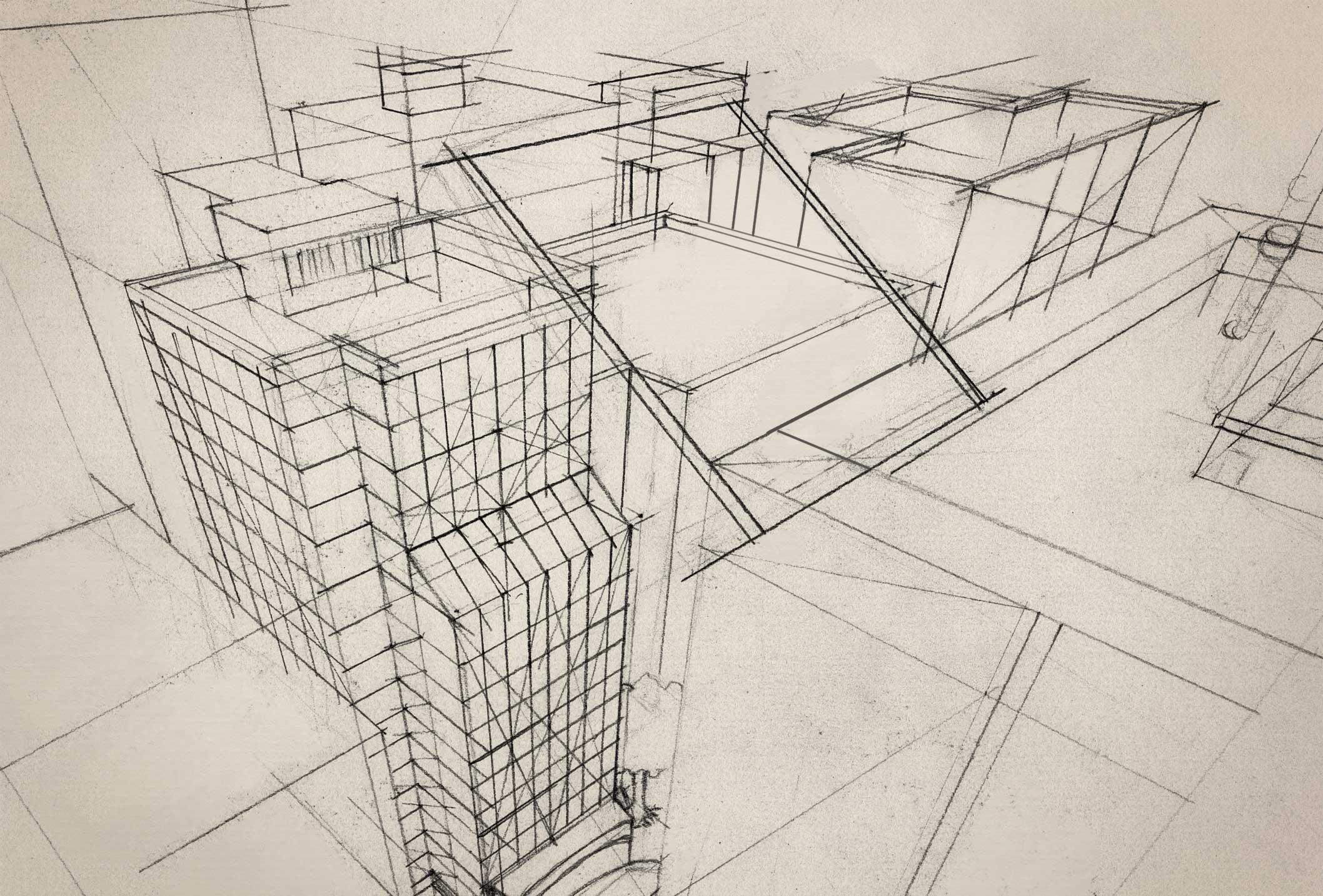 Perspective 101 architectural line drawing study