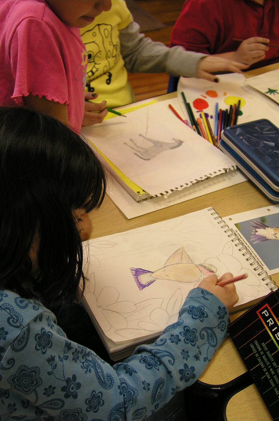 An early drawing lesson in progress
