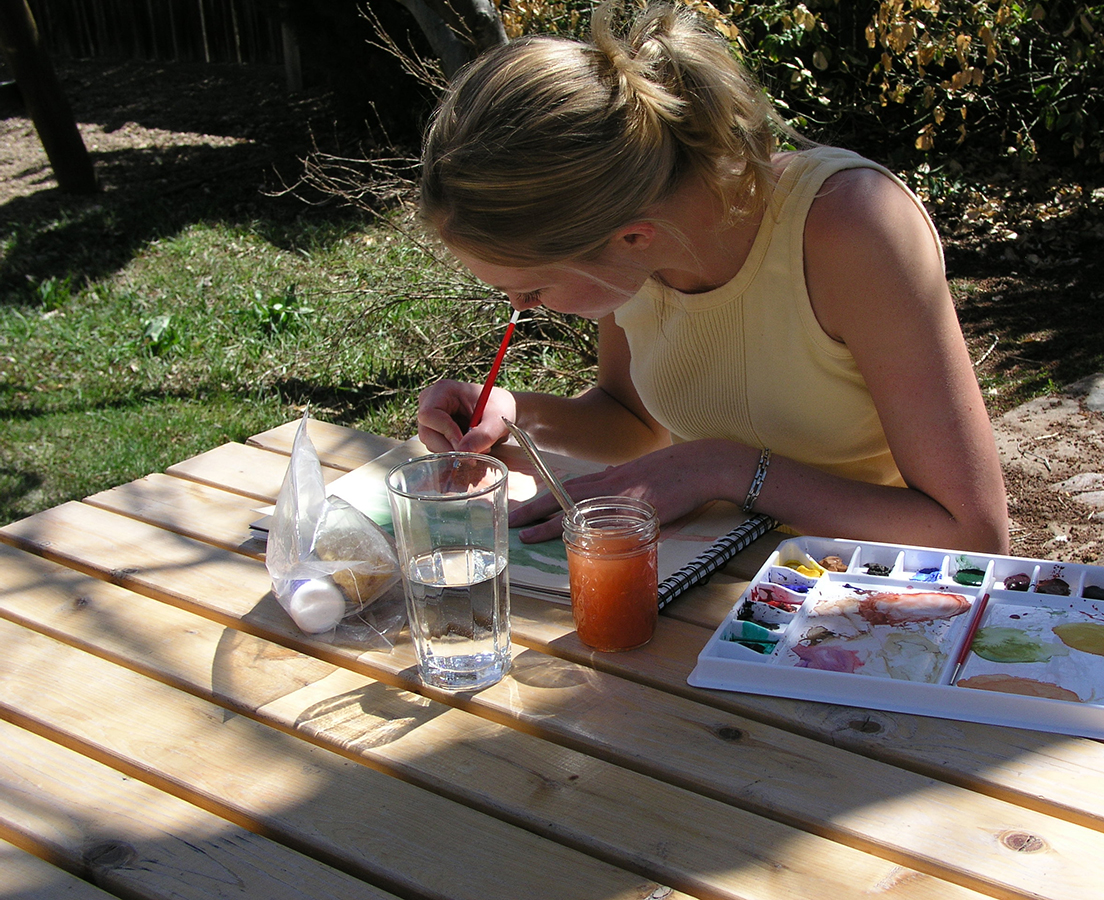 Students at work in an early Hummel Art School classroom
