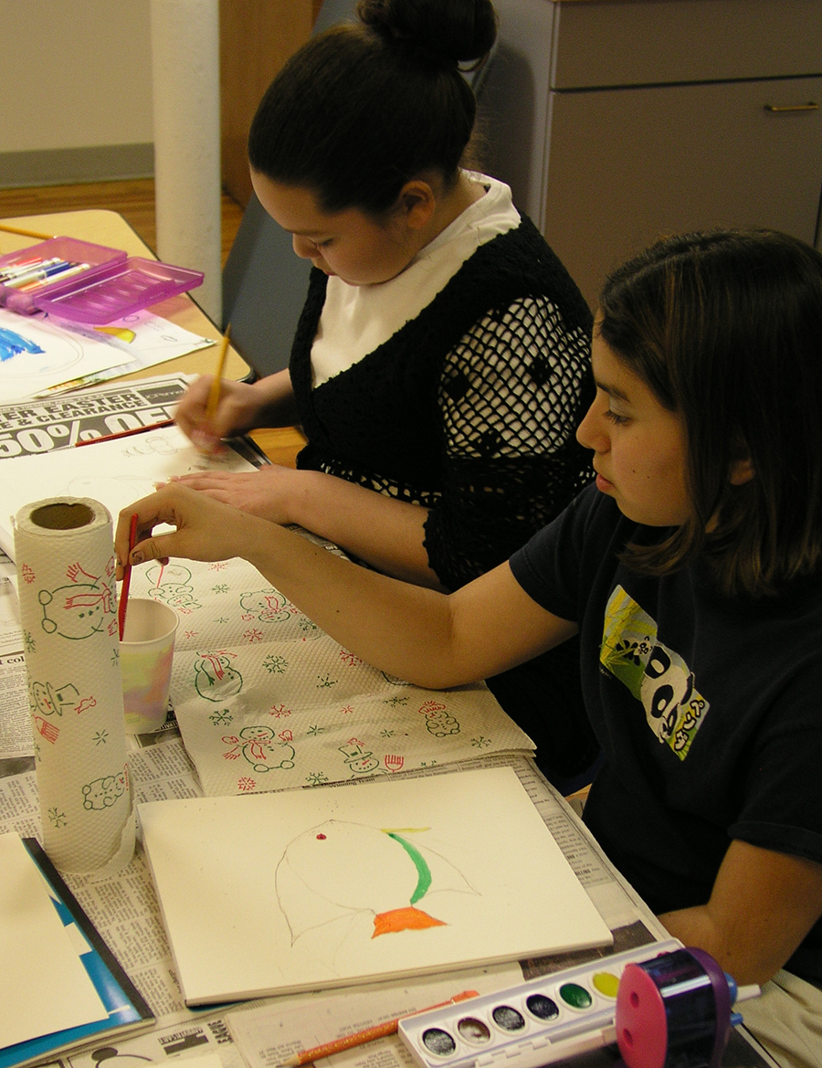 Student artwork on display from an early Hummel Art School class