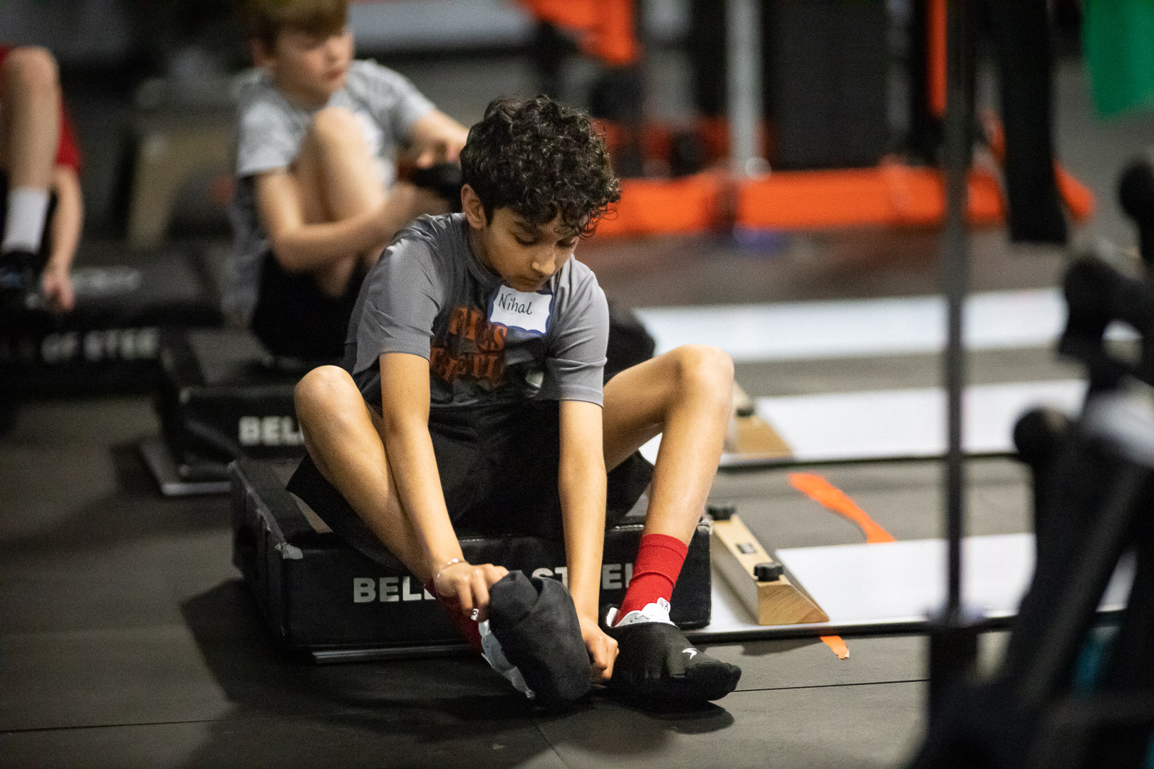 SAP athlete loading skating position at Jungle Athletics Calgary — hip hinge training