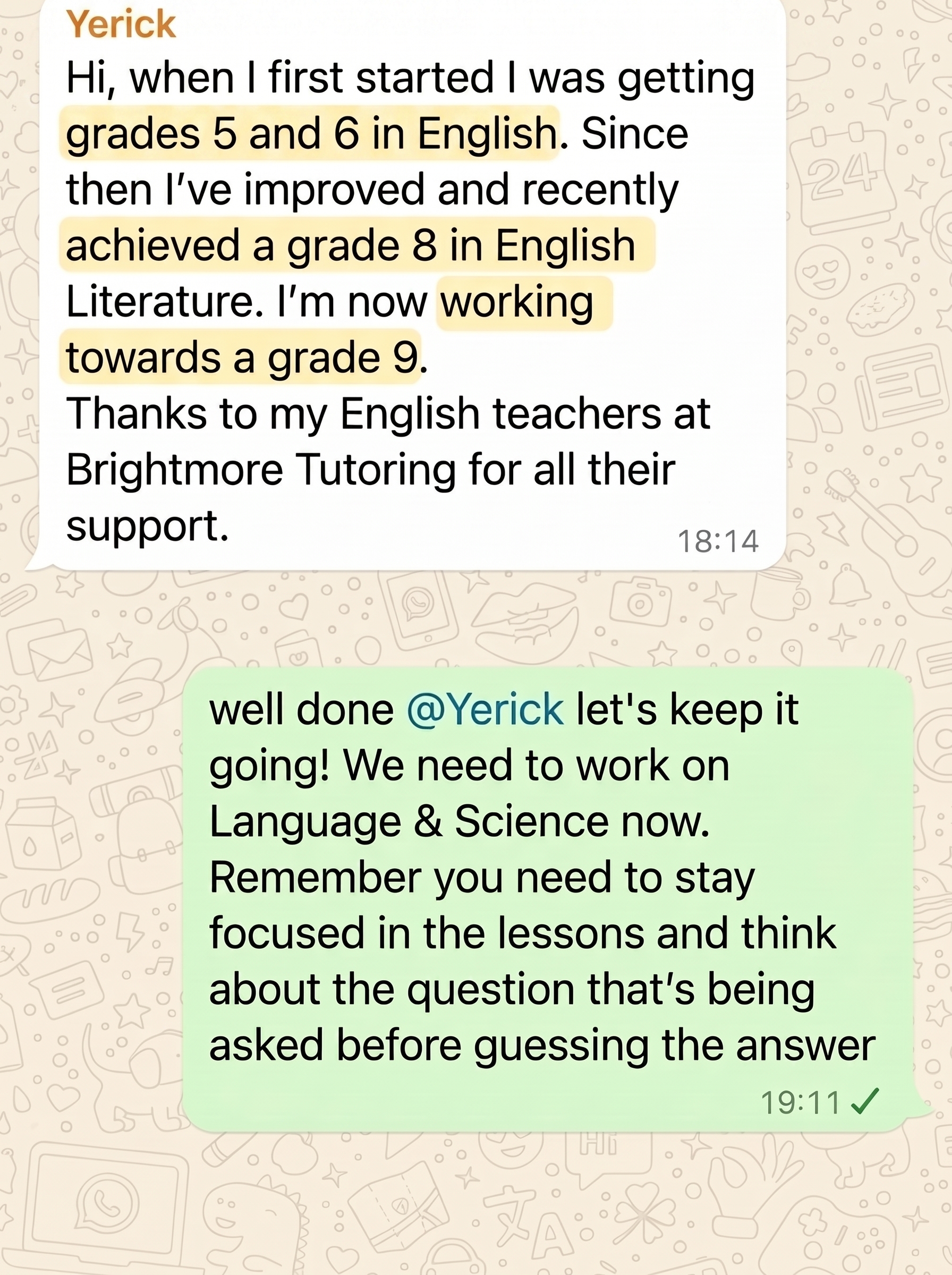 Brightmore parent testimonial