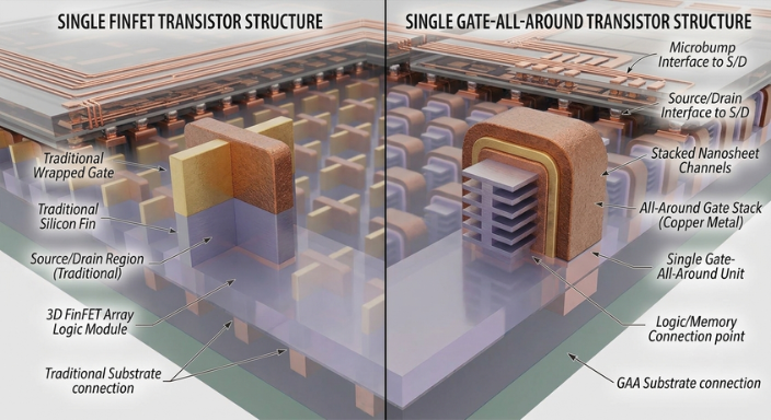 FinFET transister vs Gate-All-Around transistor