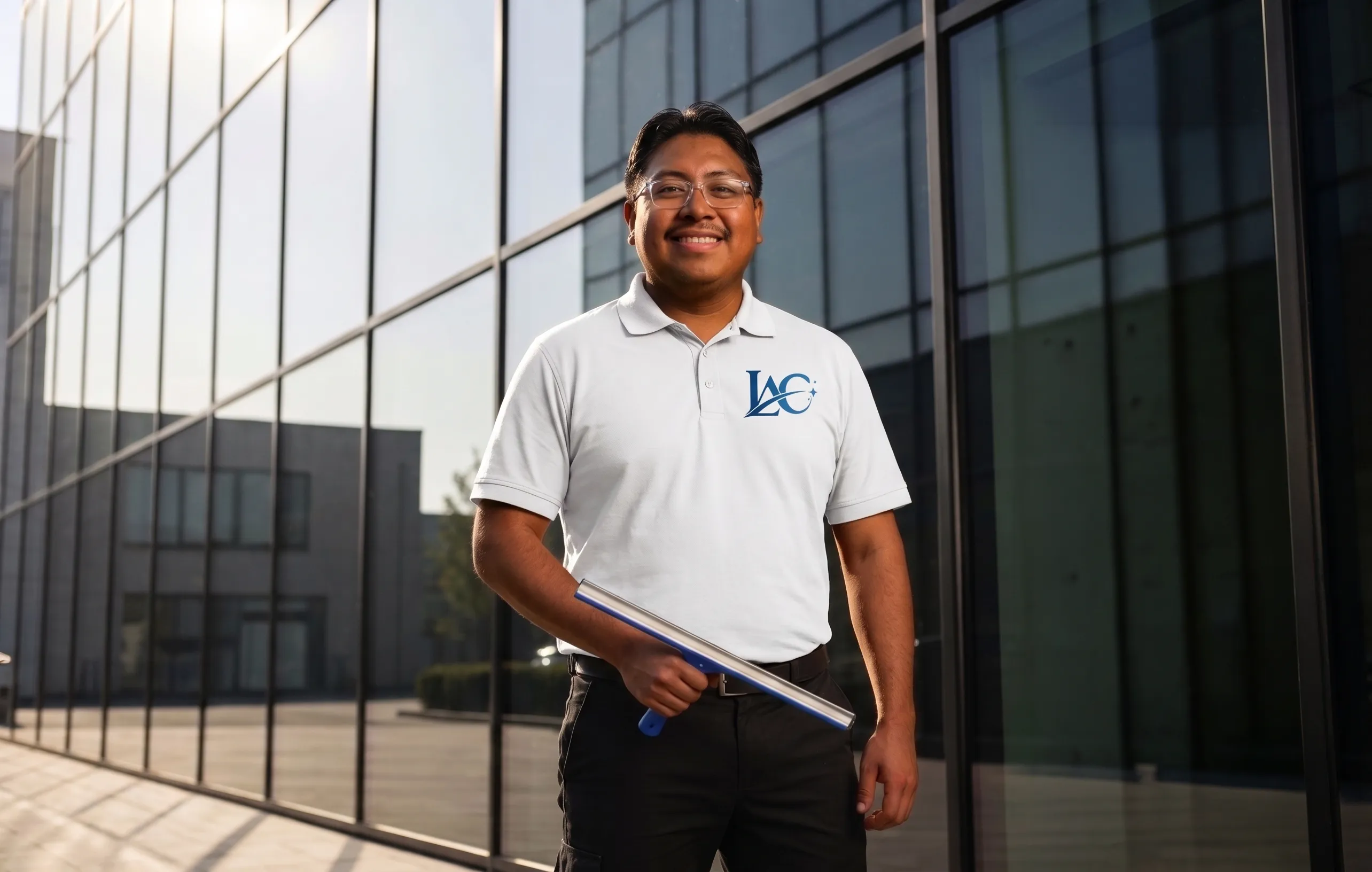 Friendly window cleaning professional