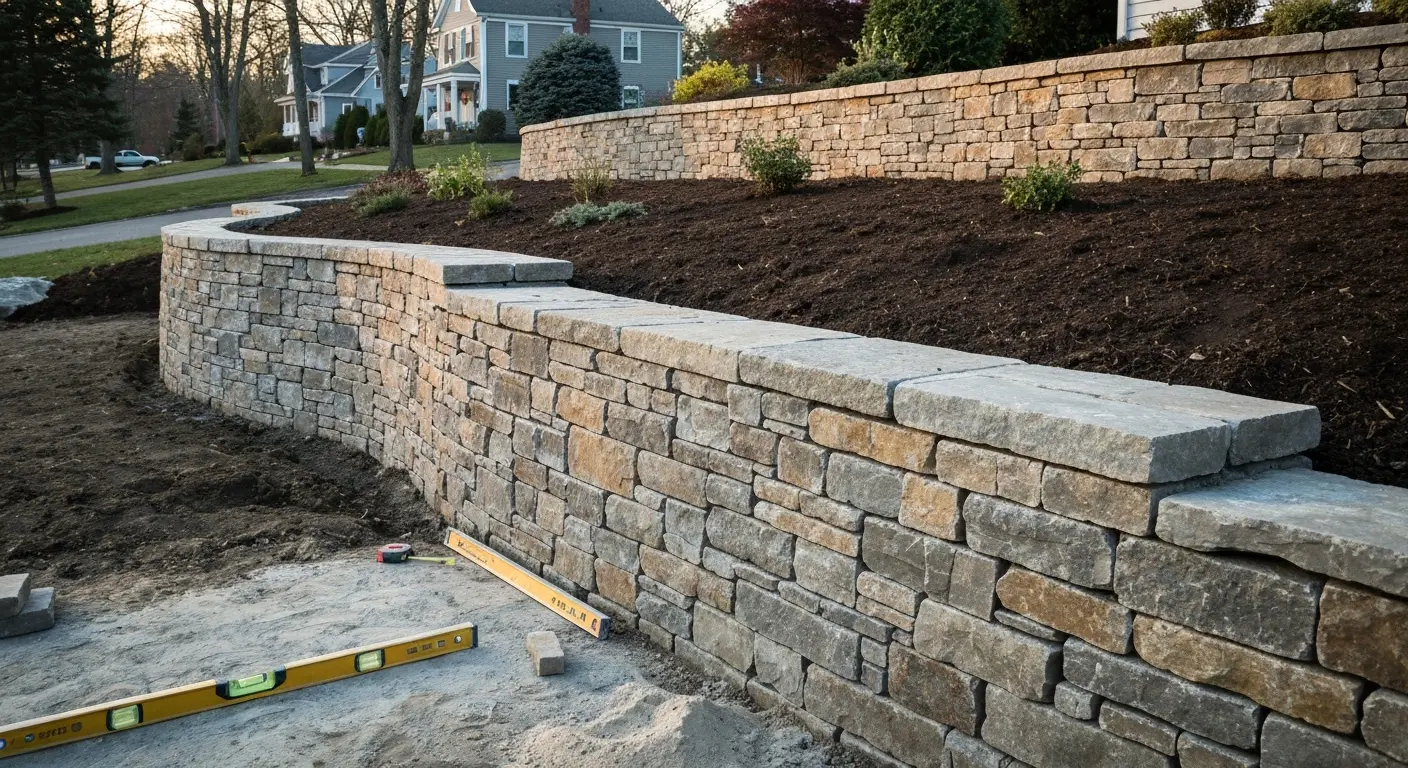 Stone retaining wall