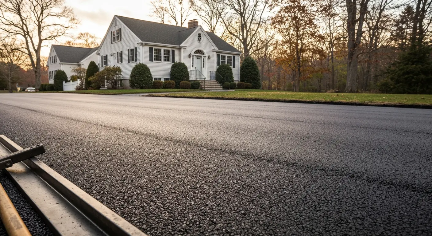 New asphalt driveway installation