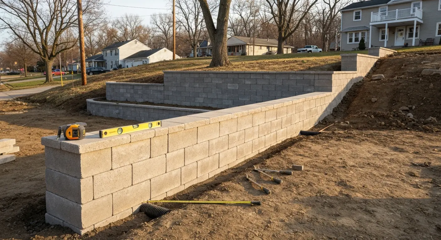 Retaining wall installation