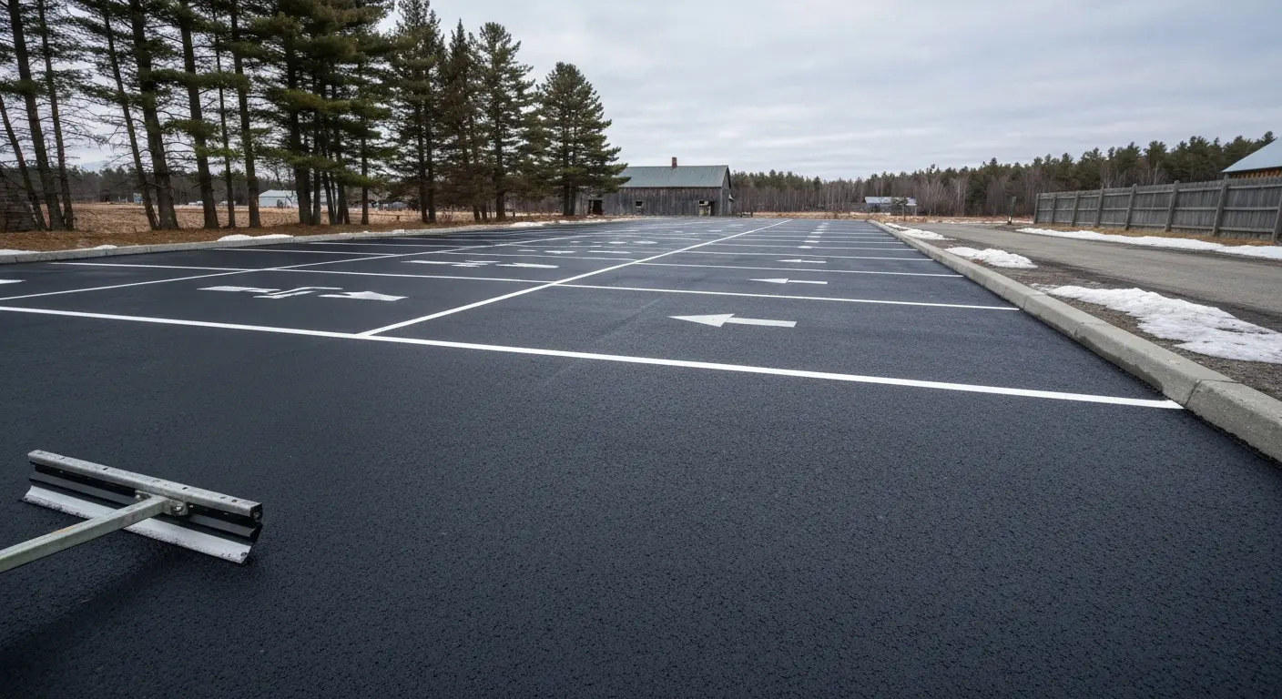 Seal-coated parking lot