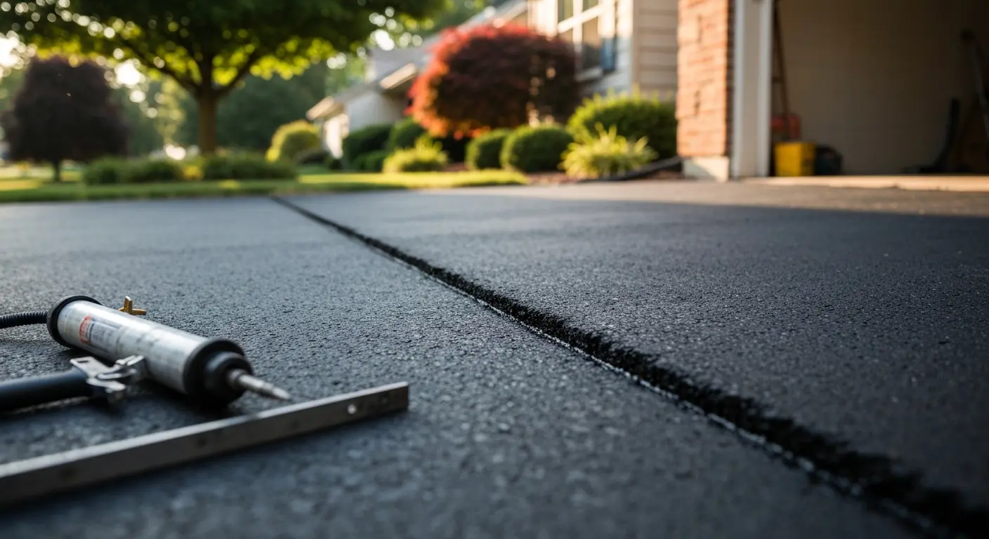 Asphalt driveway crack filling service in Springfield