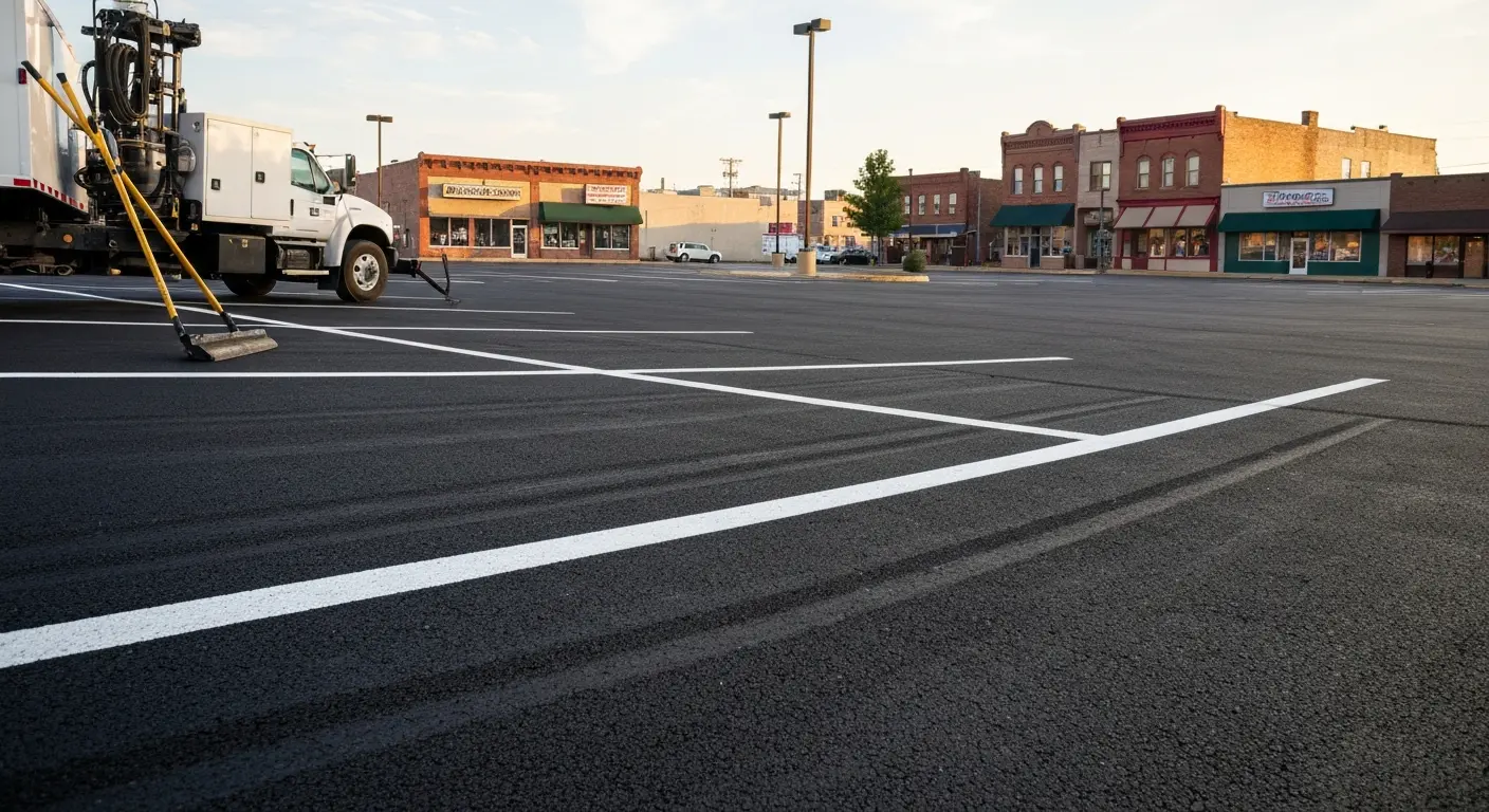 Commercial parking lot seal coating