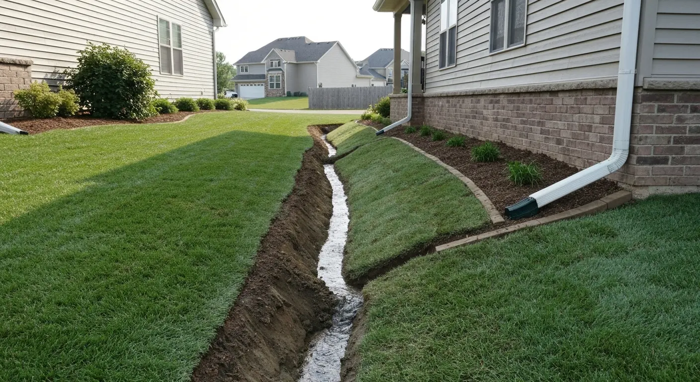 Yard drainage swale