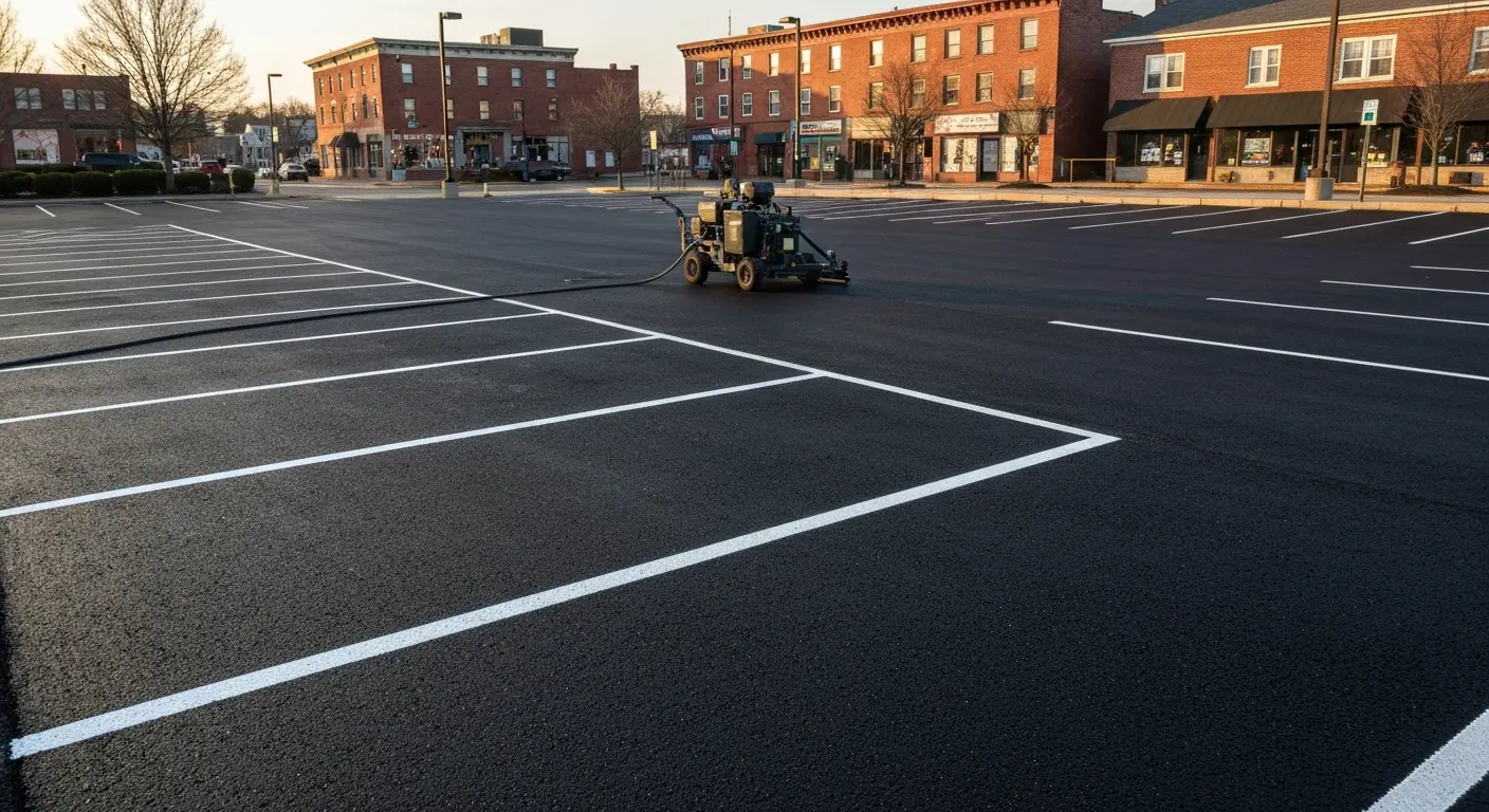Commercial parking lot sealing near Blue Back Square