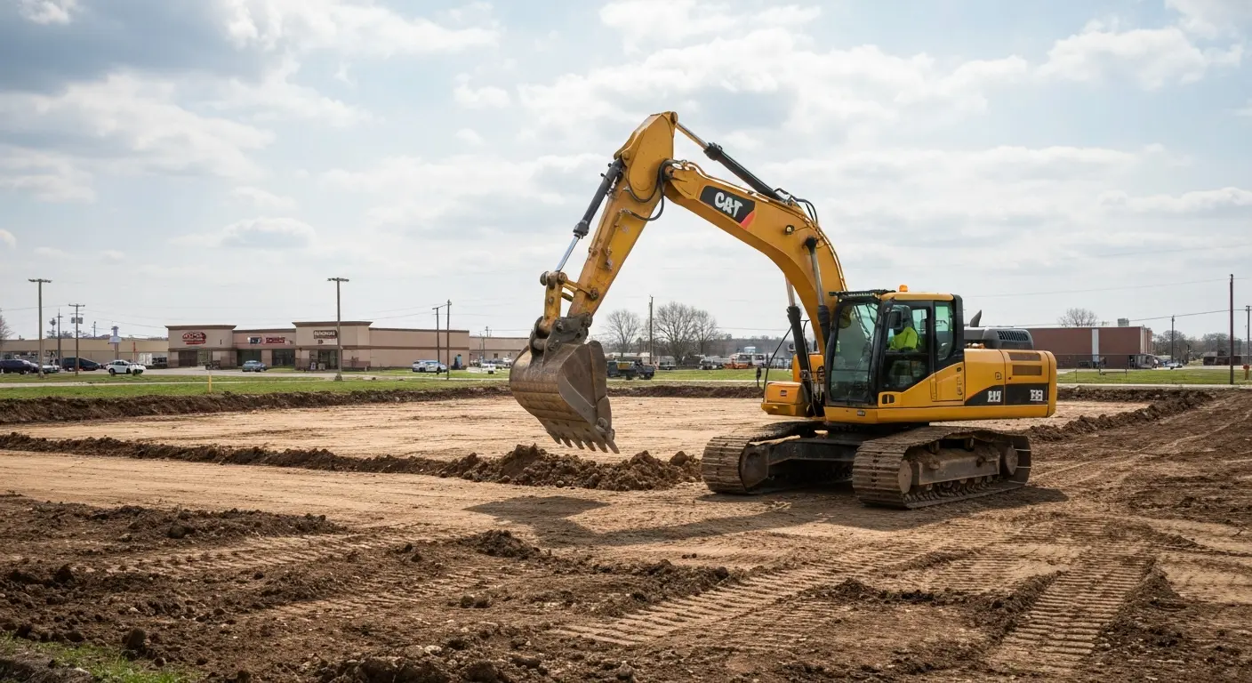 Excavation equipment at work site
