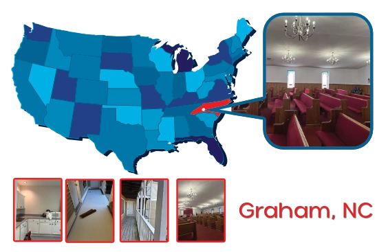 Map showing the statewide coverage area of HRB Remodeling INC centered on Graham NC
