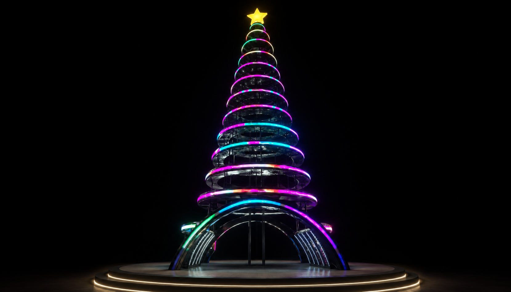 Render 3D de estructura navideña