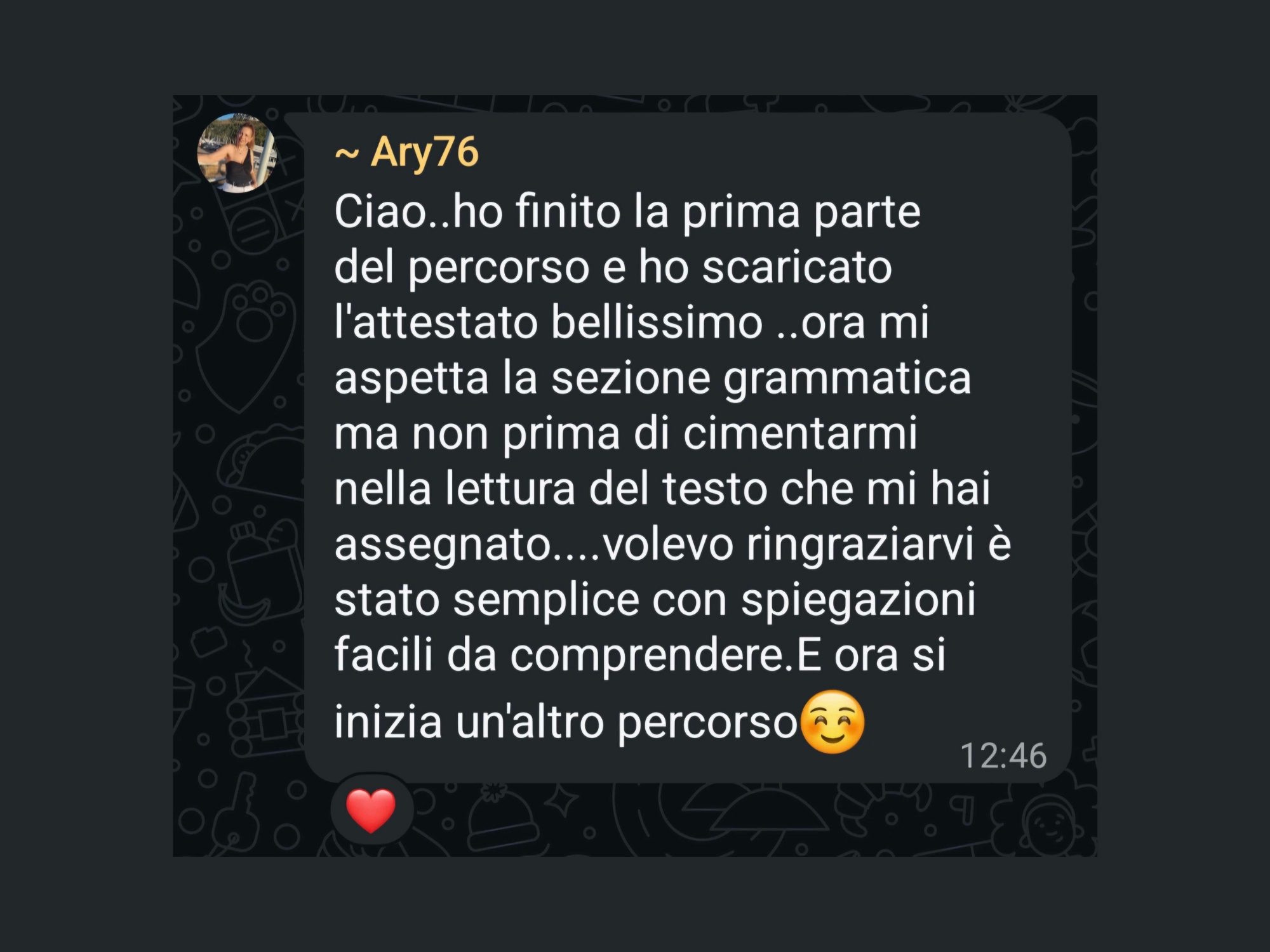 Feedback studente LangUnity su WhatsApp 8