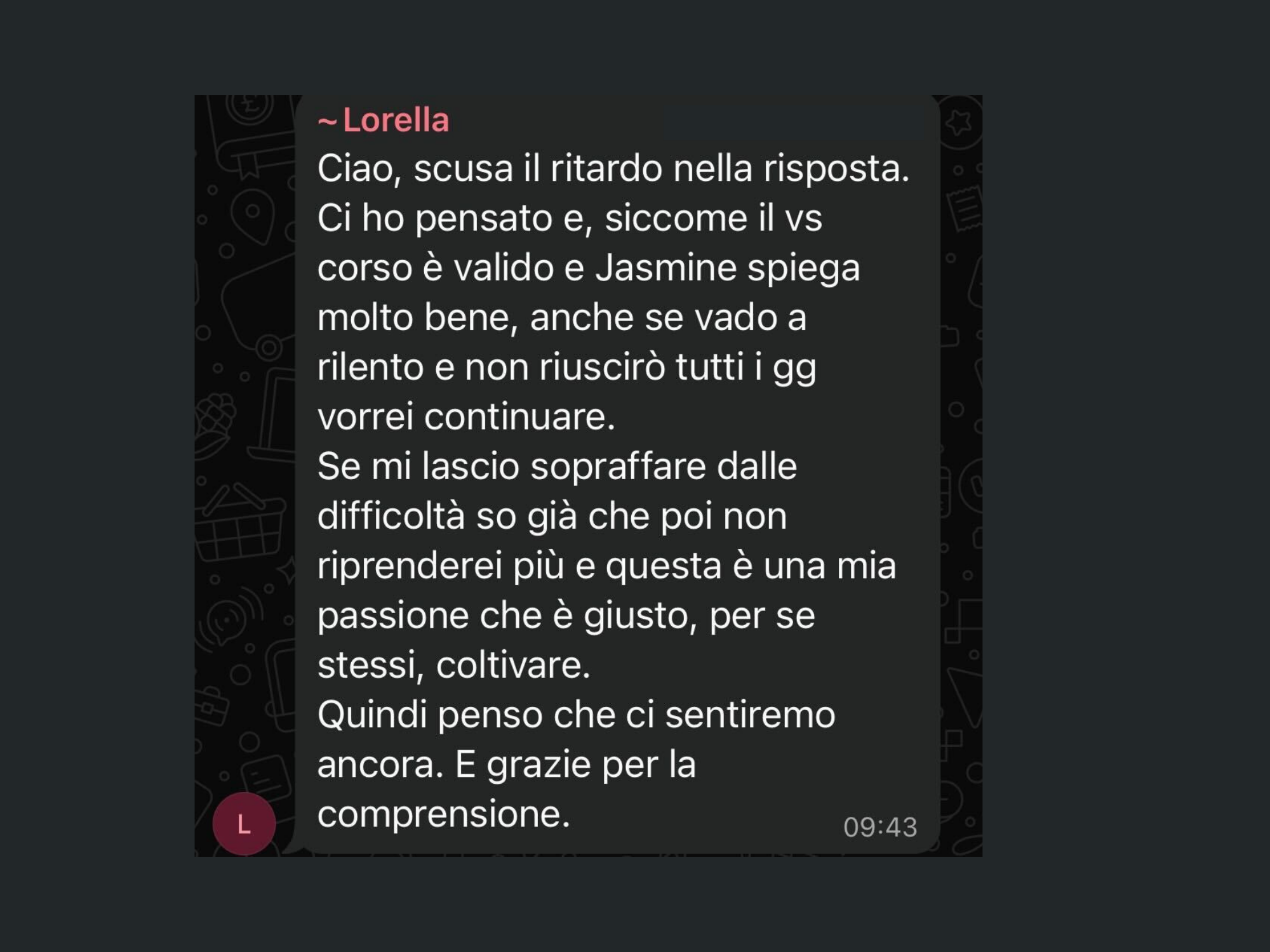 Feedback studente LangUnity su WhatsApp 3