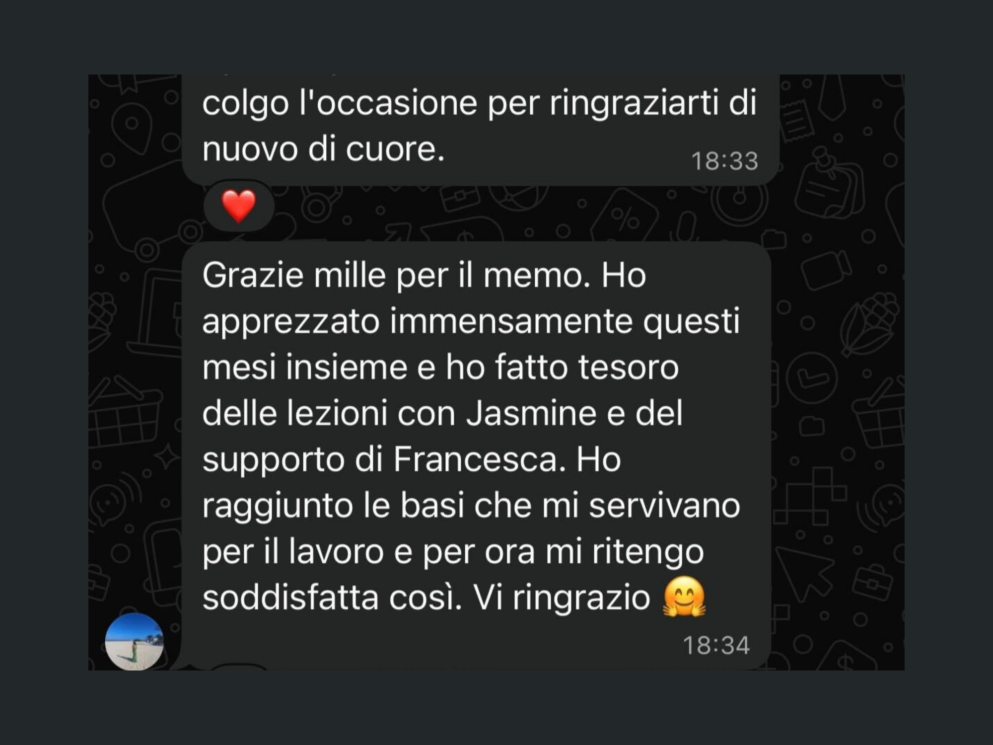 Feedback studente LangUnity su WhatsApp 9