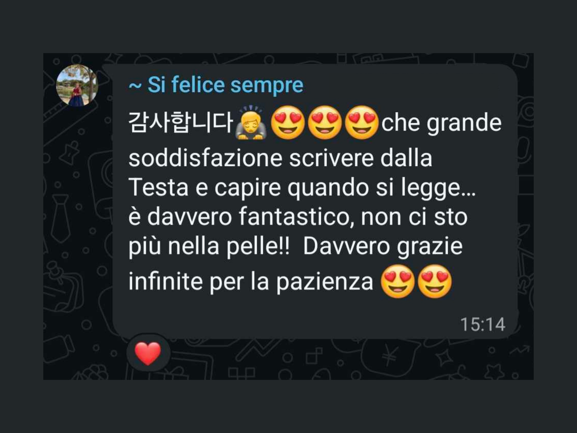 Feedback studente LangUnity su WhatsApp 18