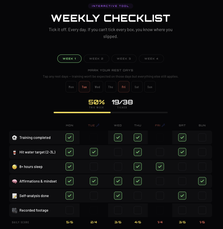 Weekly Checklist Tool Screenshot