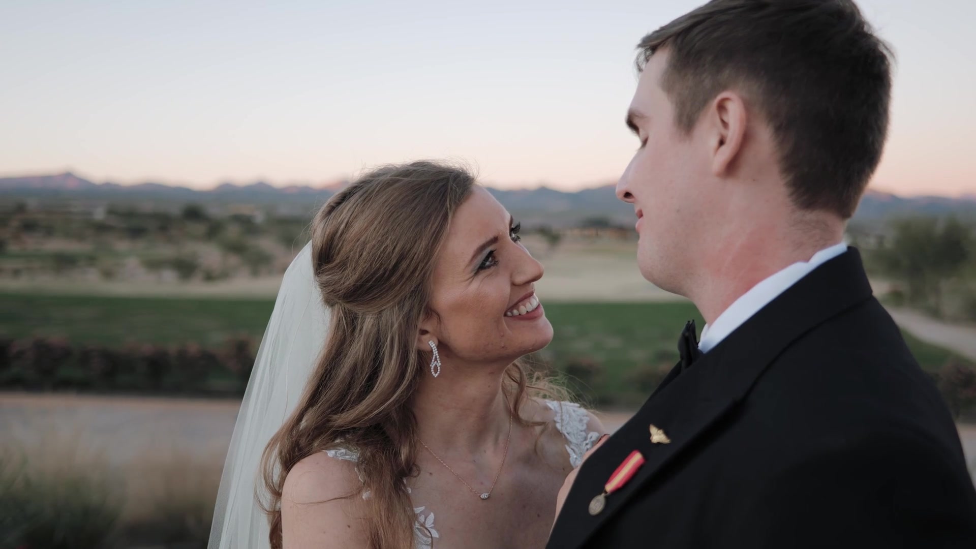 Reception celebration with desert views