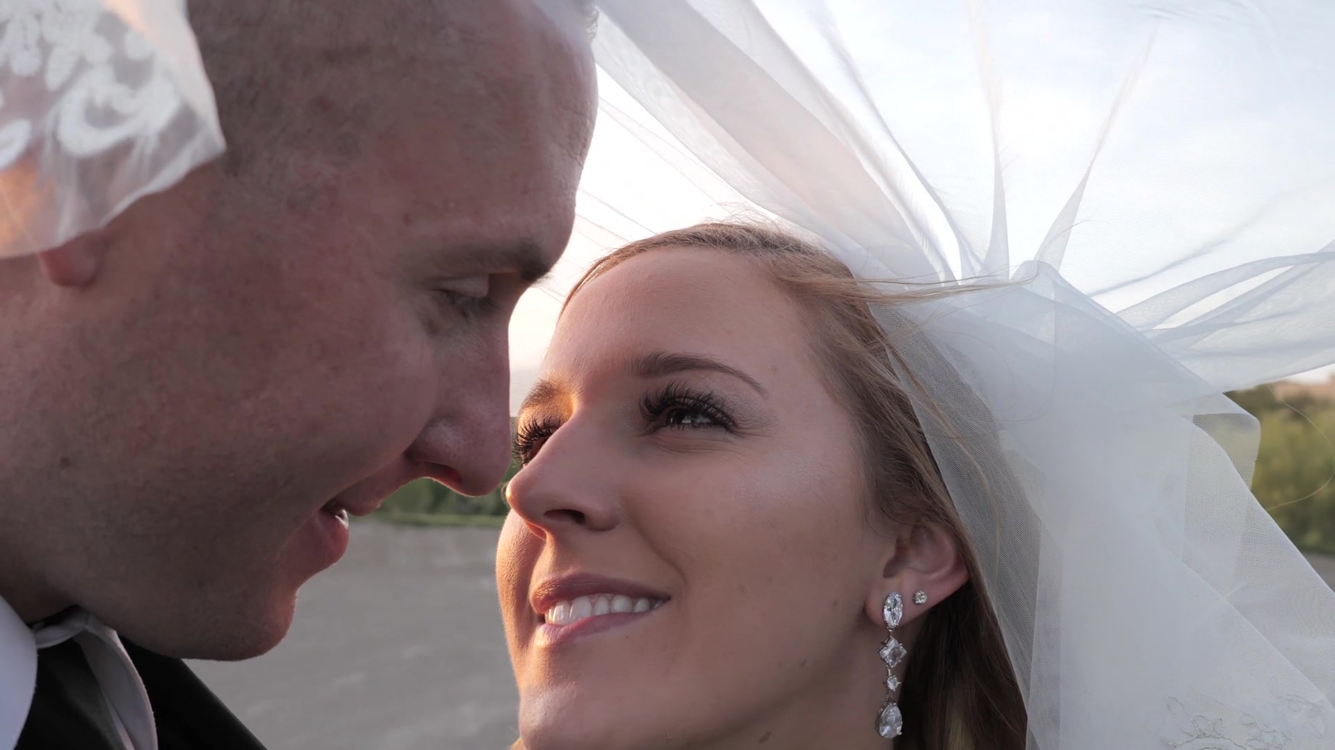 Reception portrait under warm lights