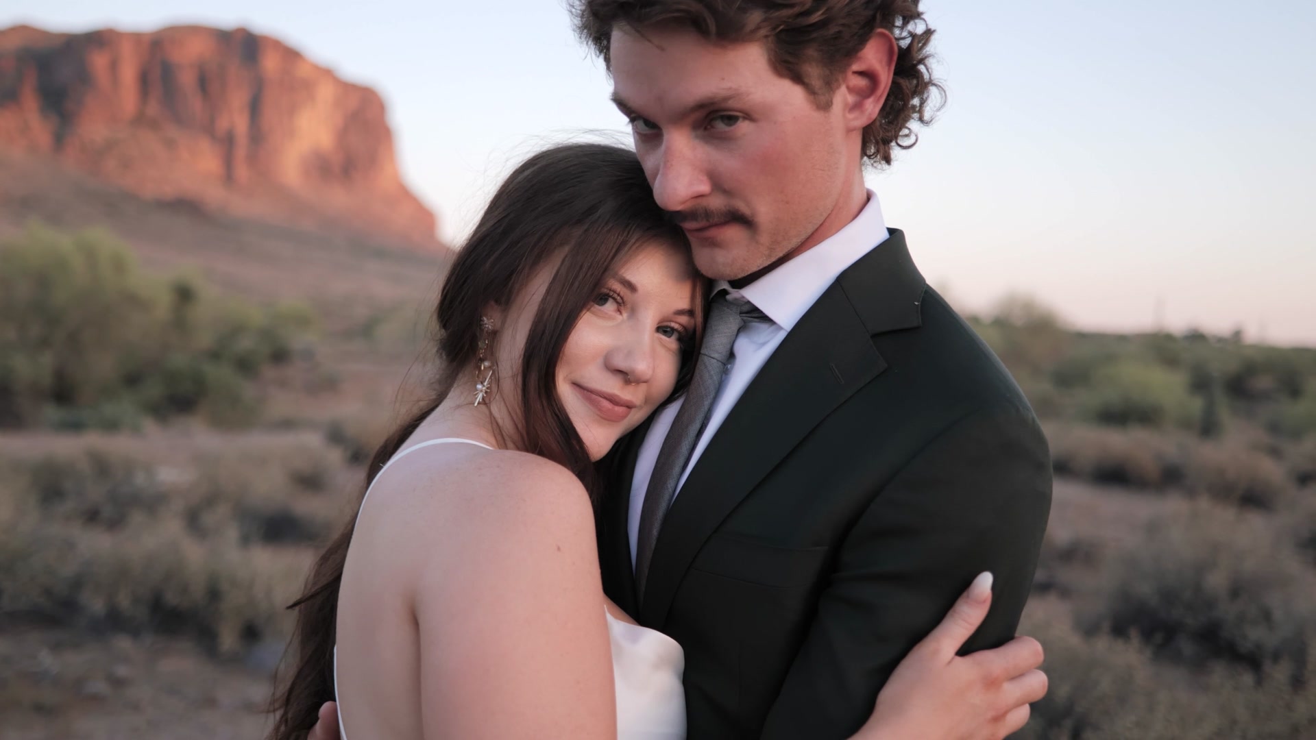 Couple's first kiss as a married couple