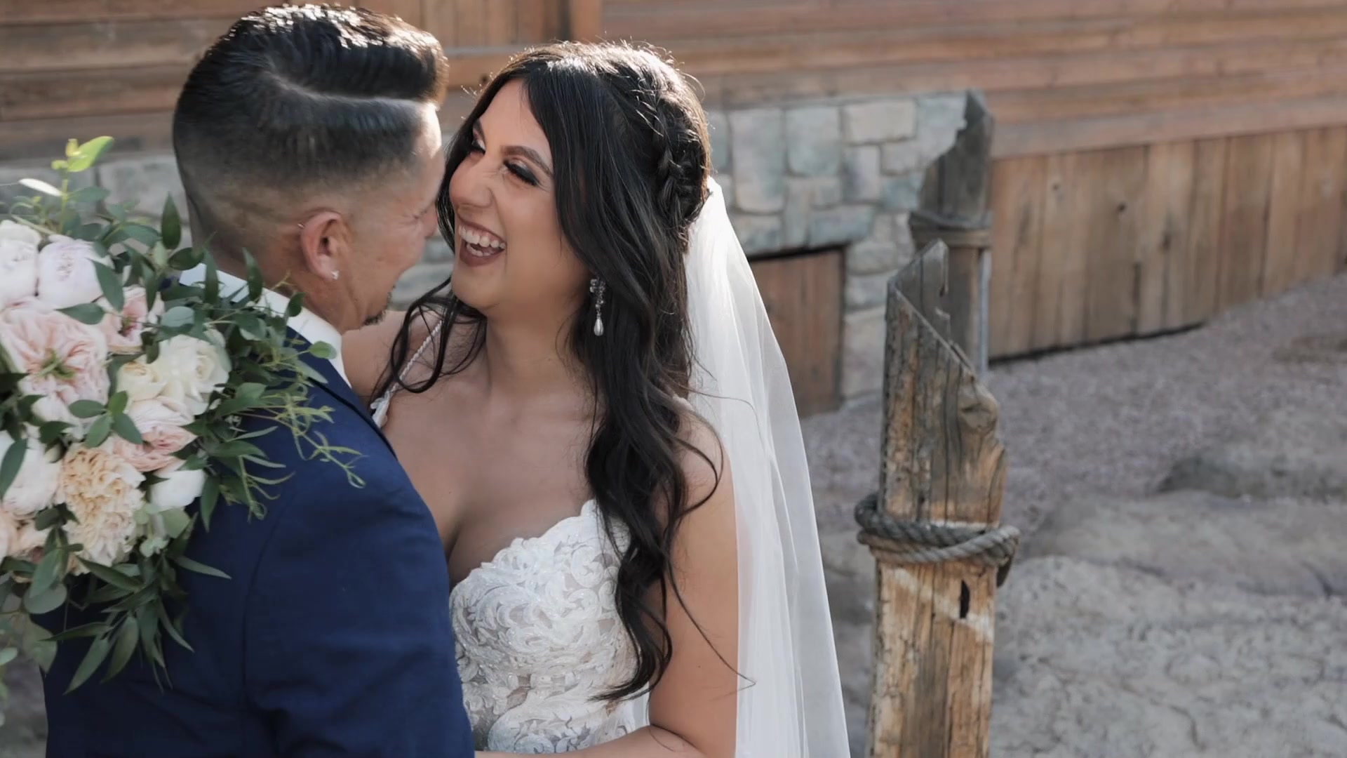 Bride and groom portrait among cacti