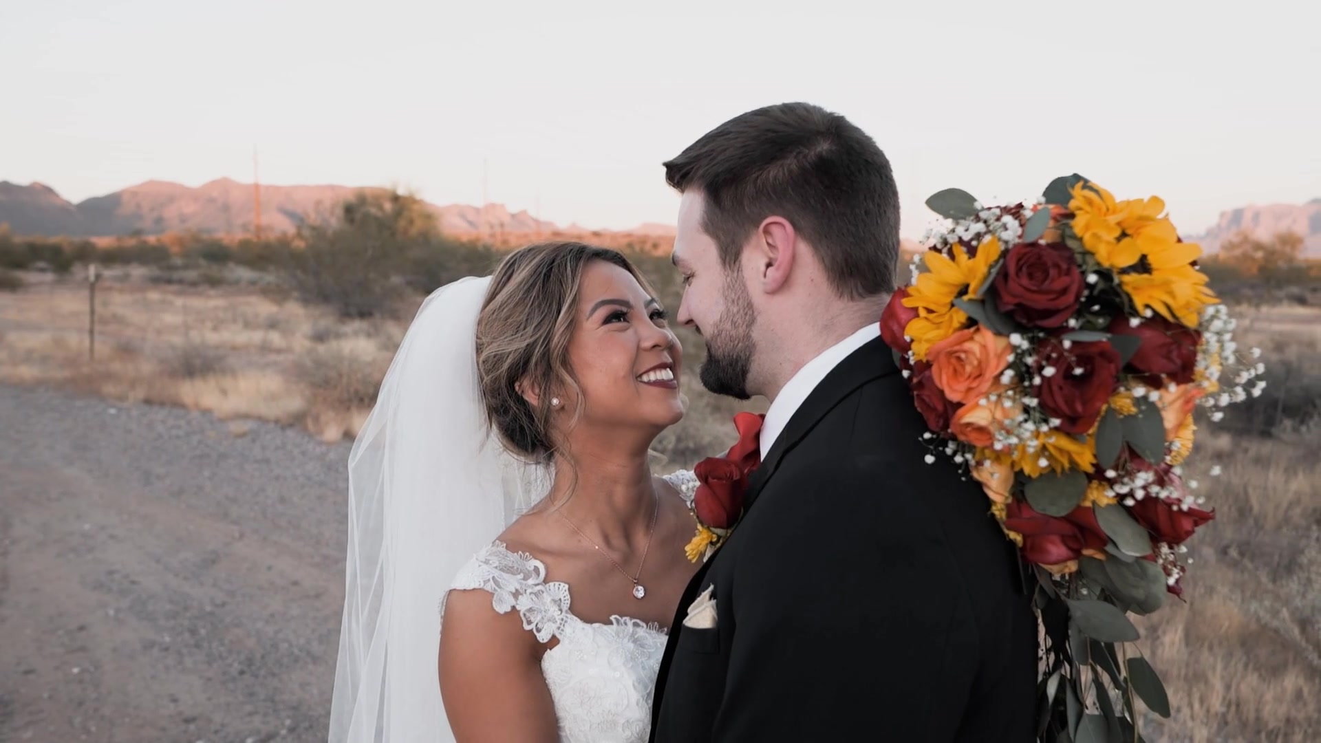 Bride's portrait with veil in the breeze