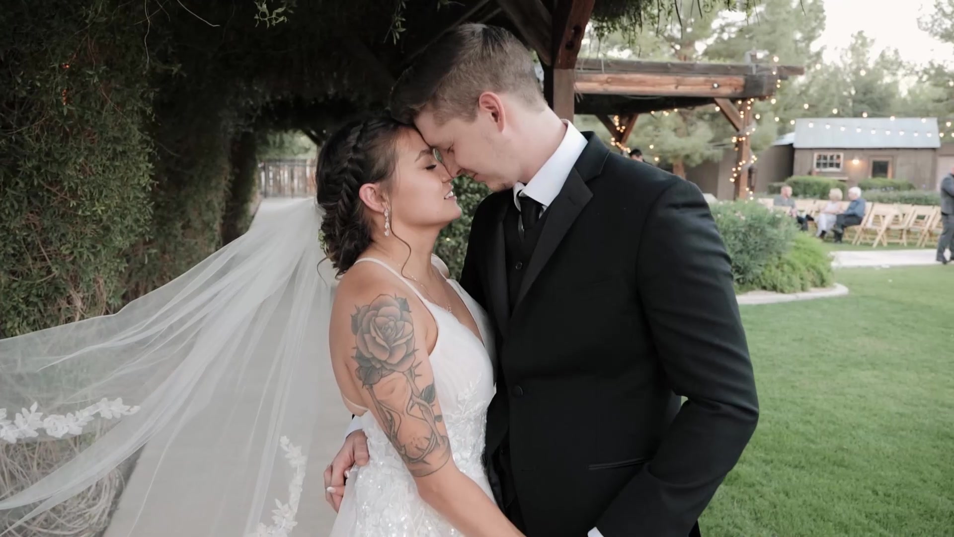 Wedding ceremony arch with desert florals