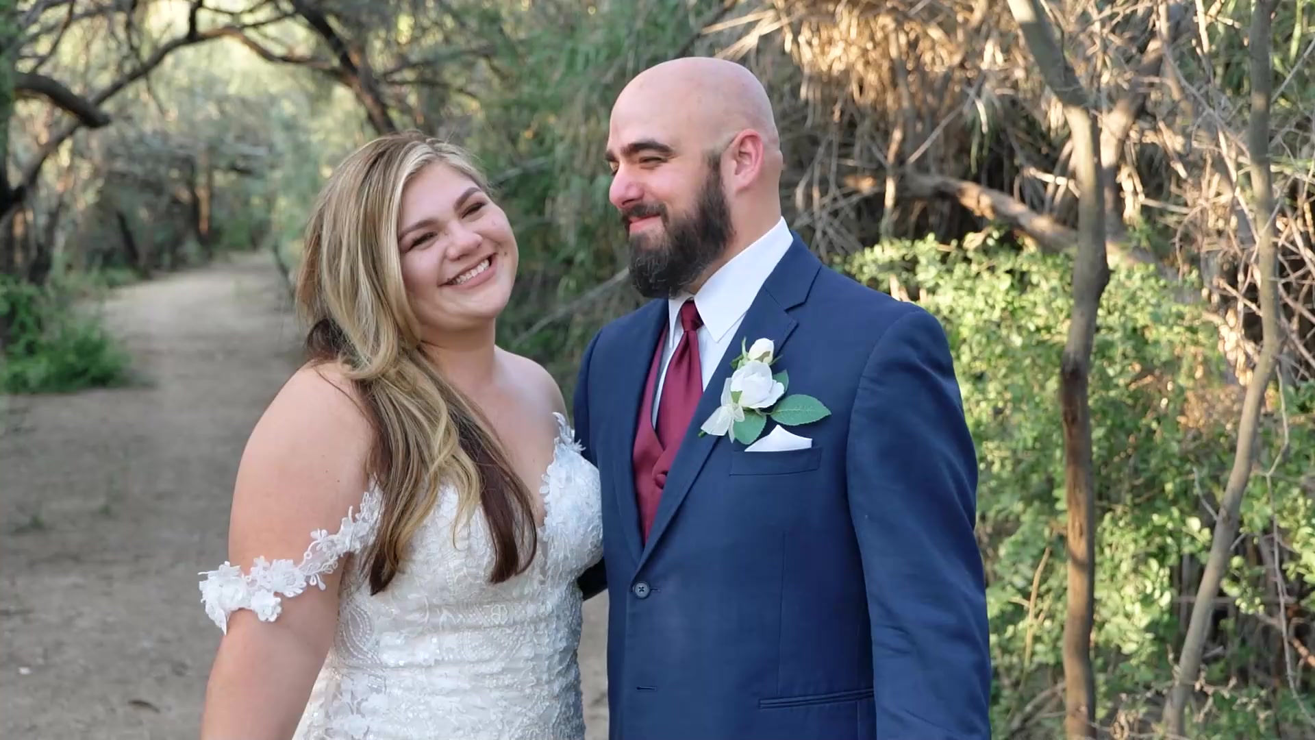 Desert wedding ceremony with mountain backdrop