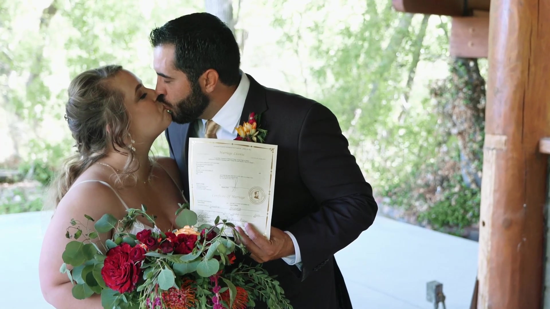 First kiss at a Tucson hacienda ceremony