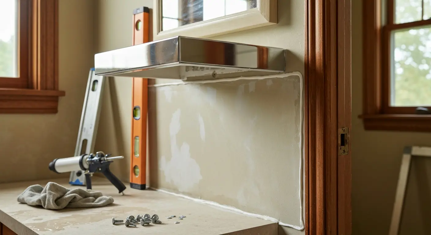 Wall mounting and caulking