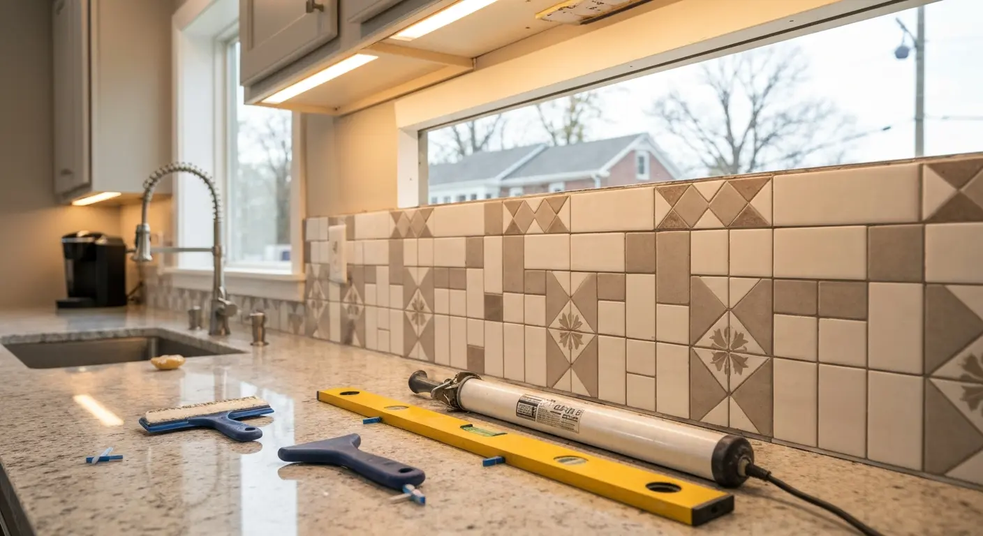 Kitchen backsplash installation