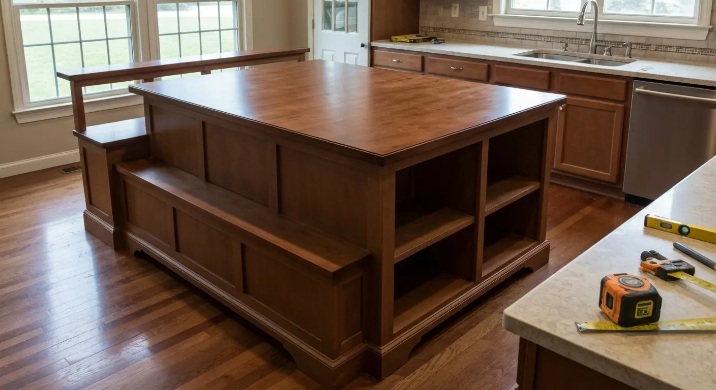 Custom kitchen island installation