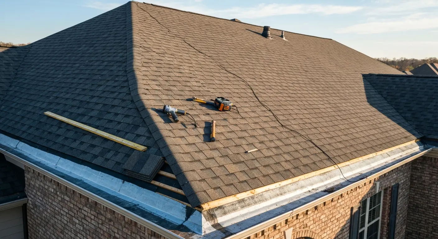 Roof replacement in progress