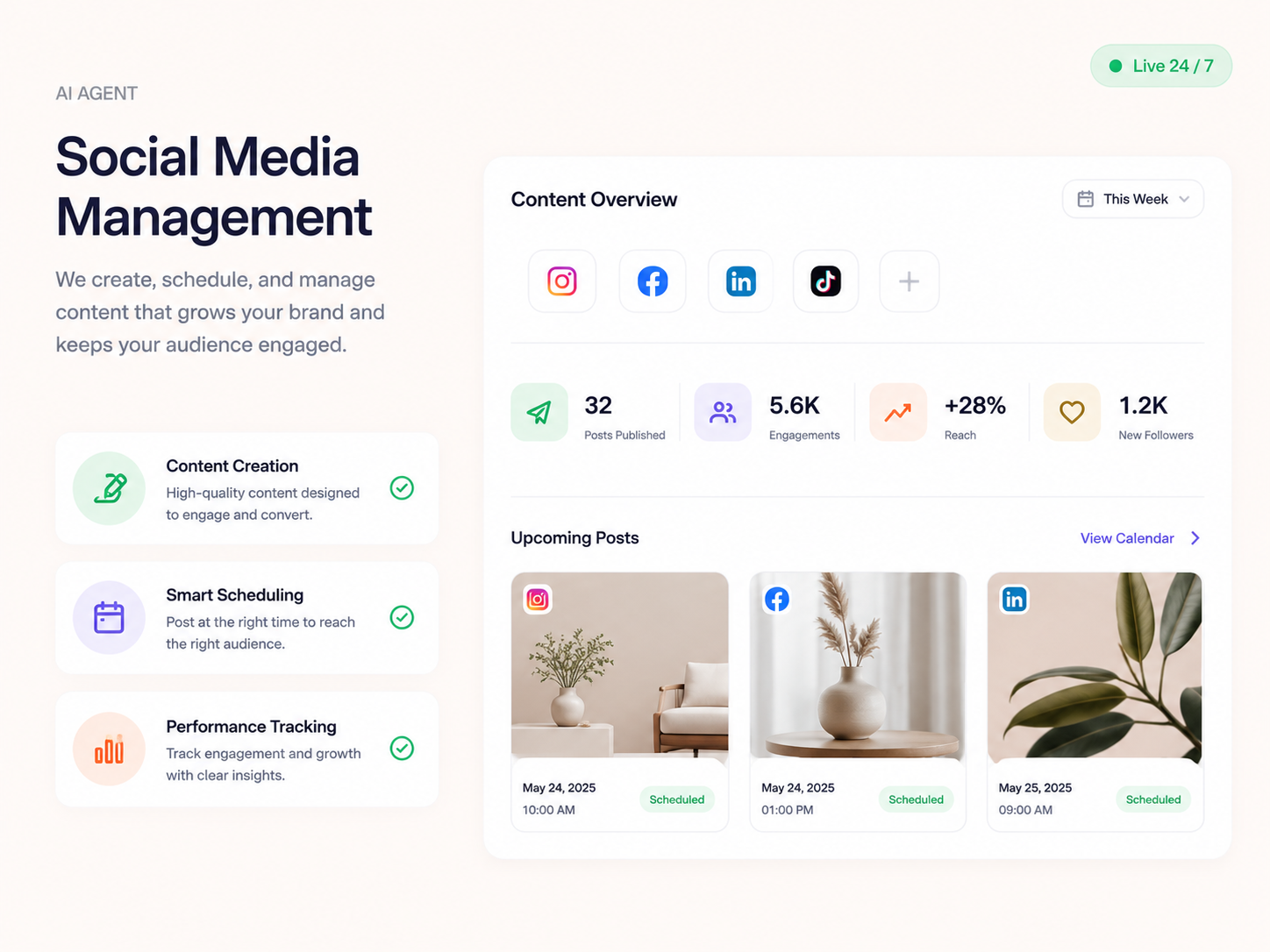 Social content calendar for a local trades business