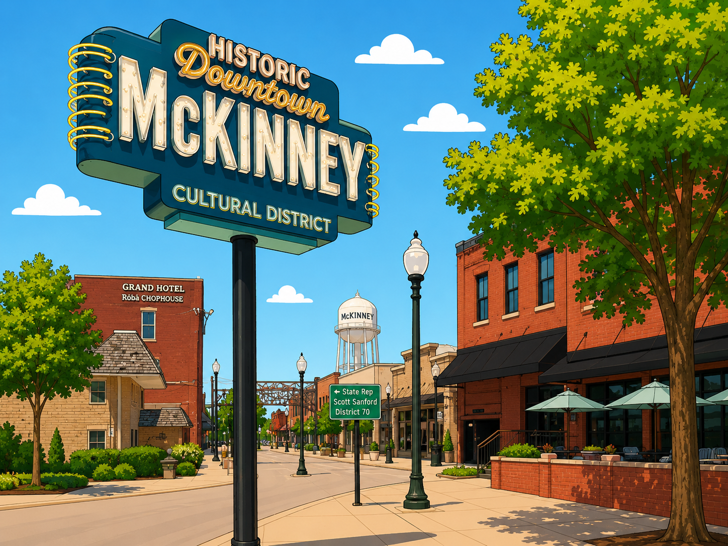 Historic Downtown McKinney, TX cultural district sign