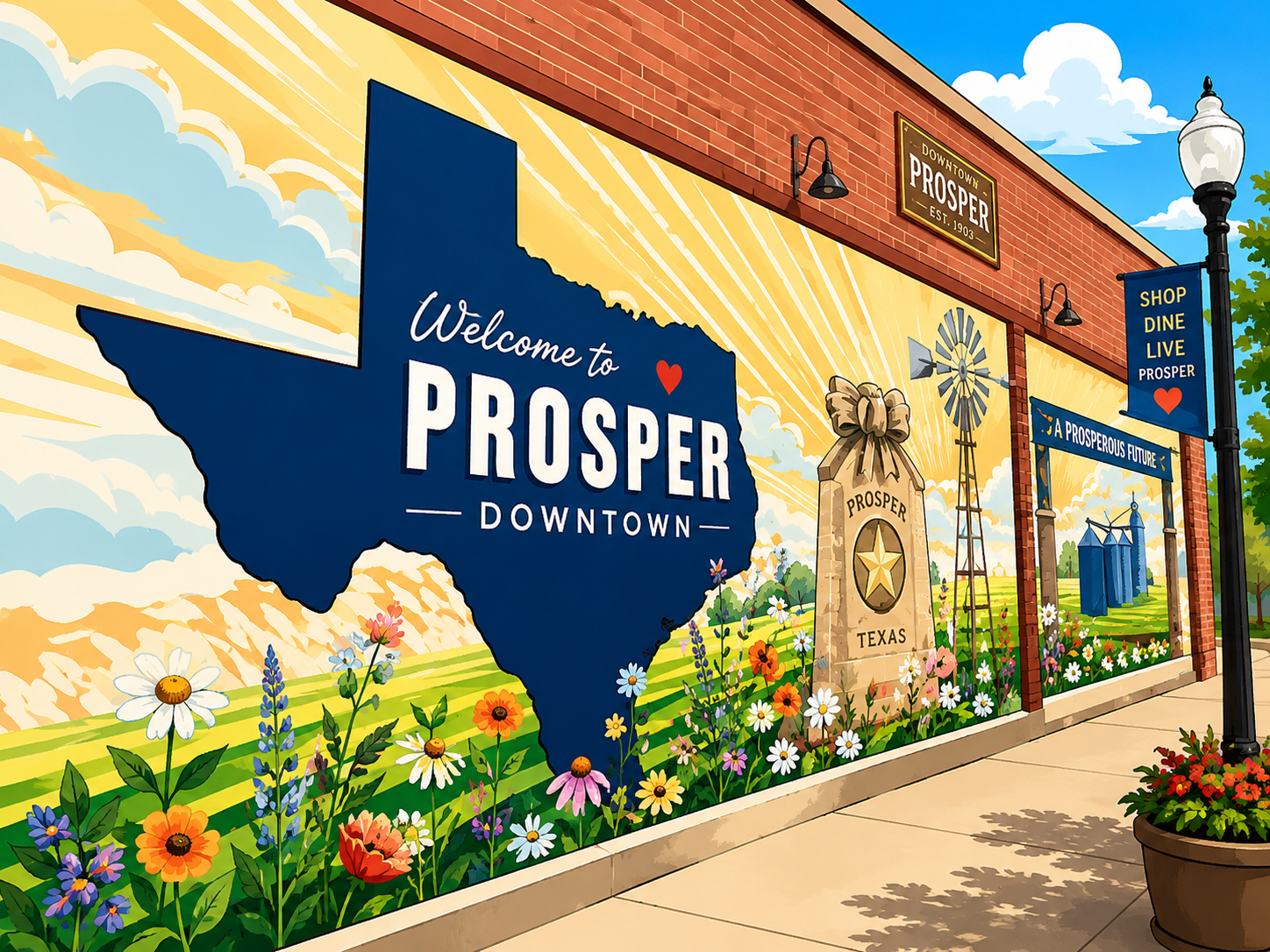 Welcome to Downtown Prosper, TX mural