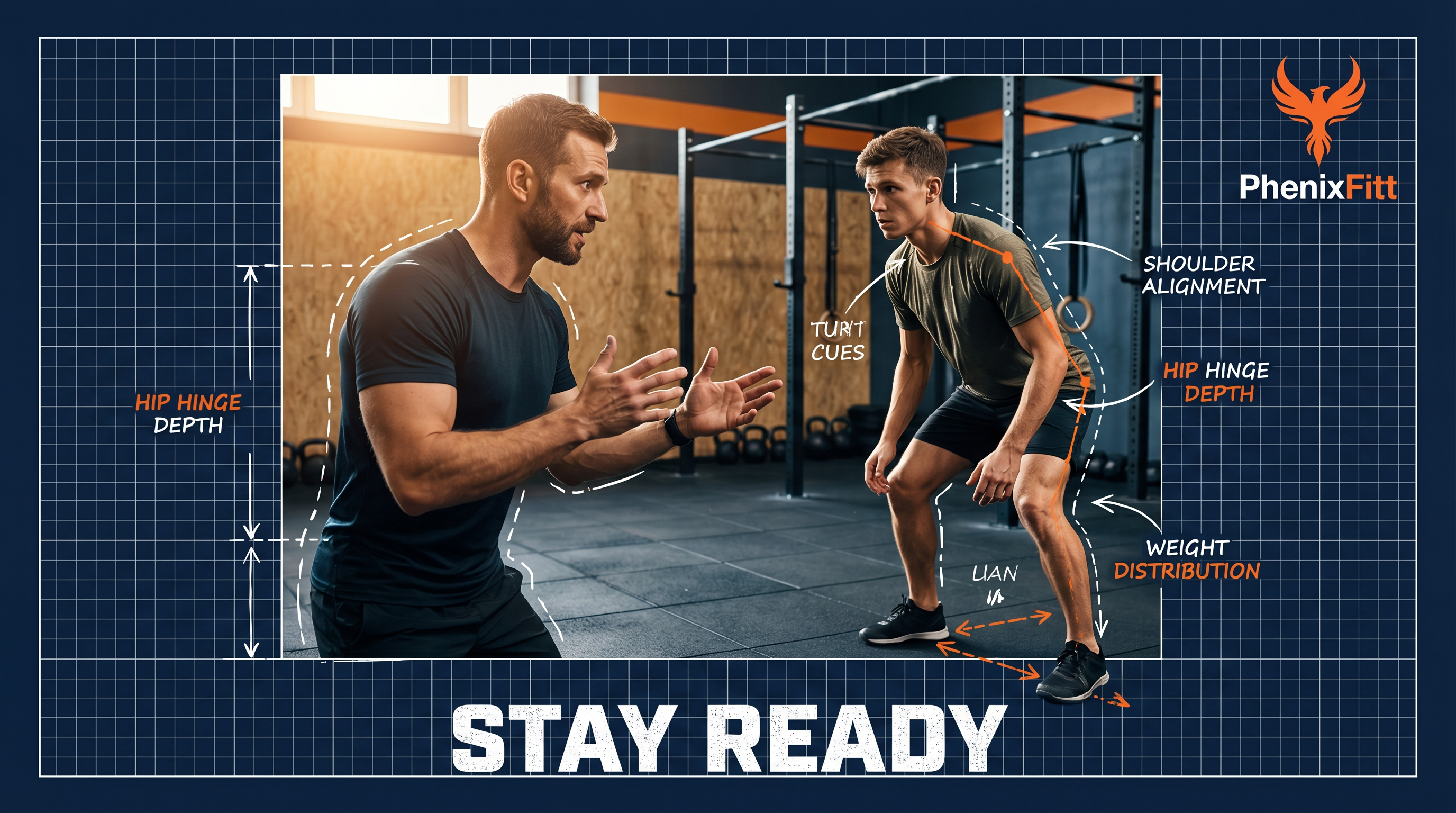 Coaching athlete in purposeful training session representing PhenixFitt Stay Ready philosophy and tactical fitness mindset