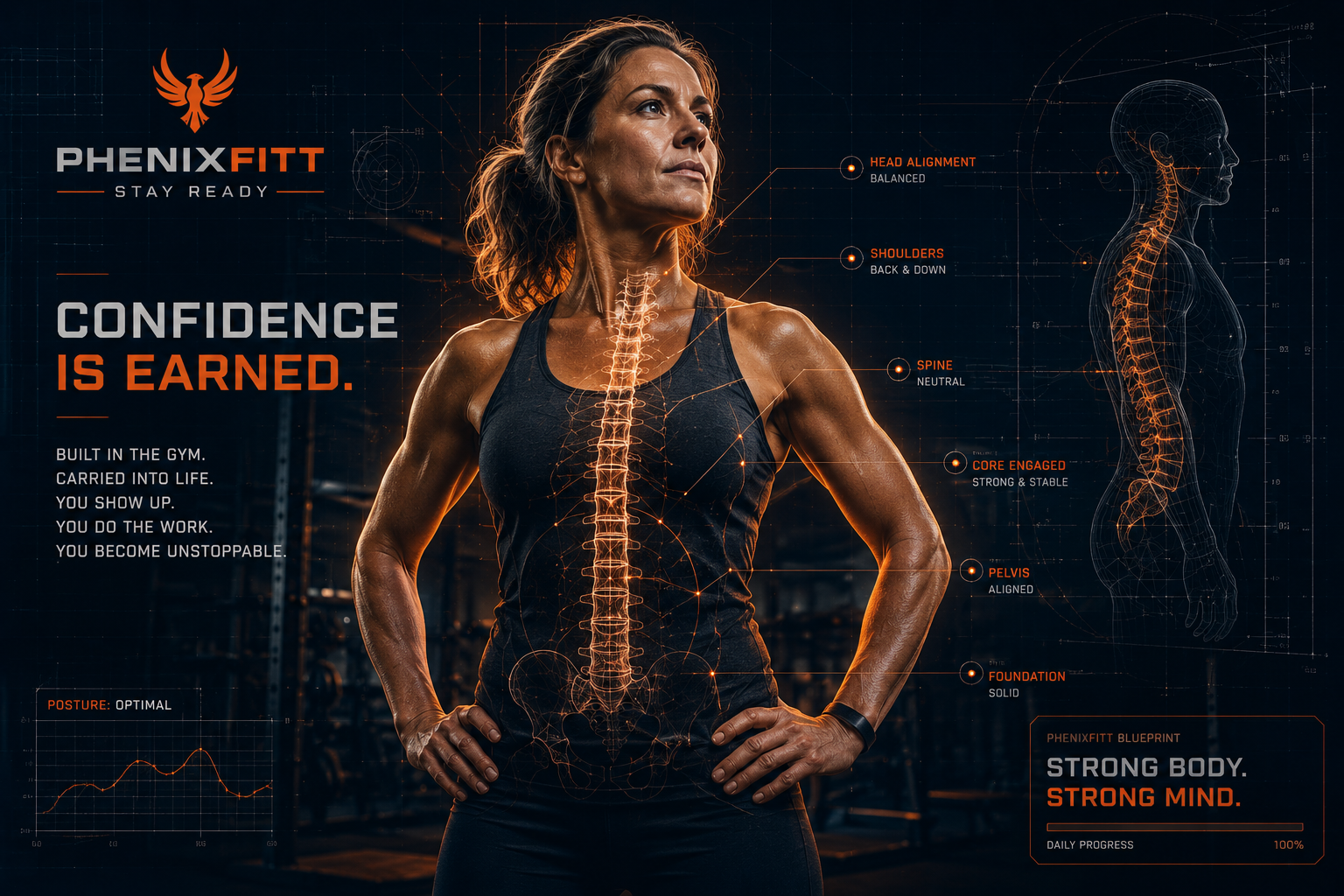Lady standing strong after a satisfying workout 
