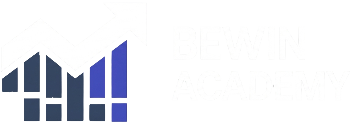 Logo moderne et élégant de BEWIN Academy, représentant une académie de trading professionnelle et innovante.