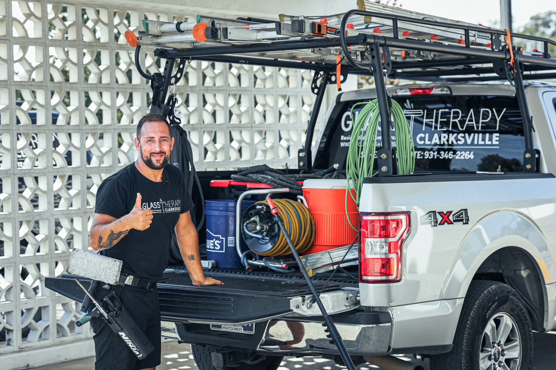 Dave Scribani, founder of Sublimity Advertising, on a job site