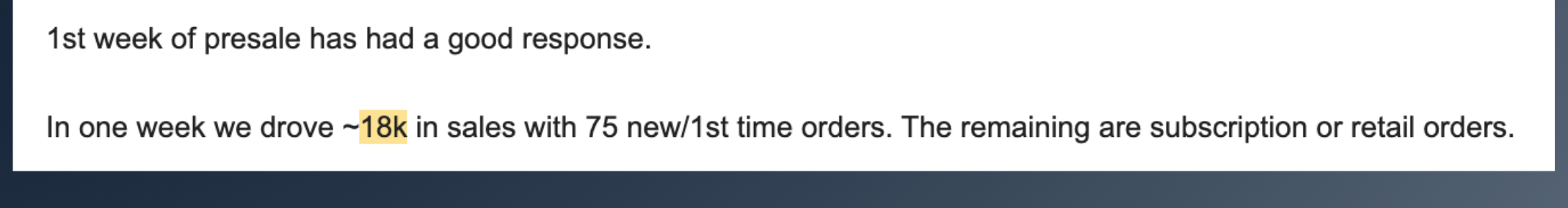 Nutrition launch: organic presale update
