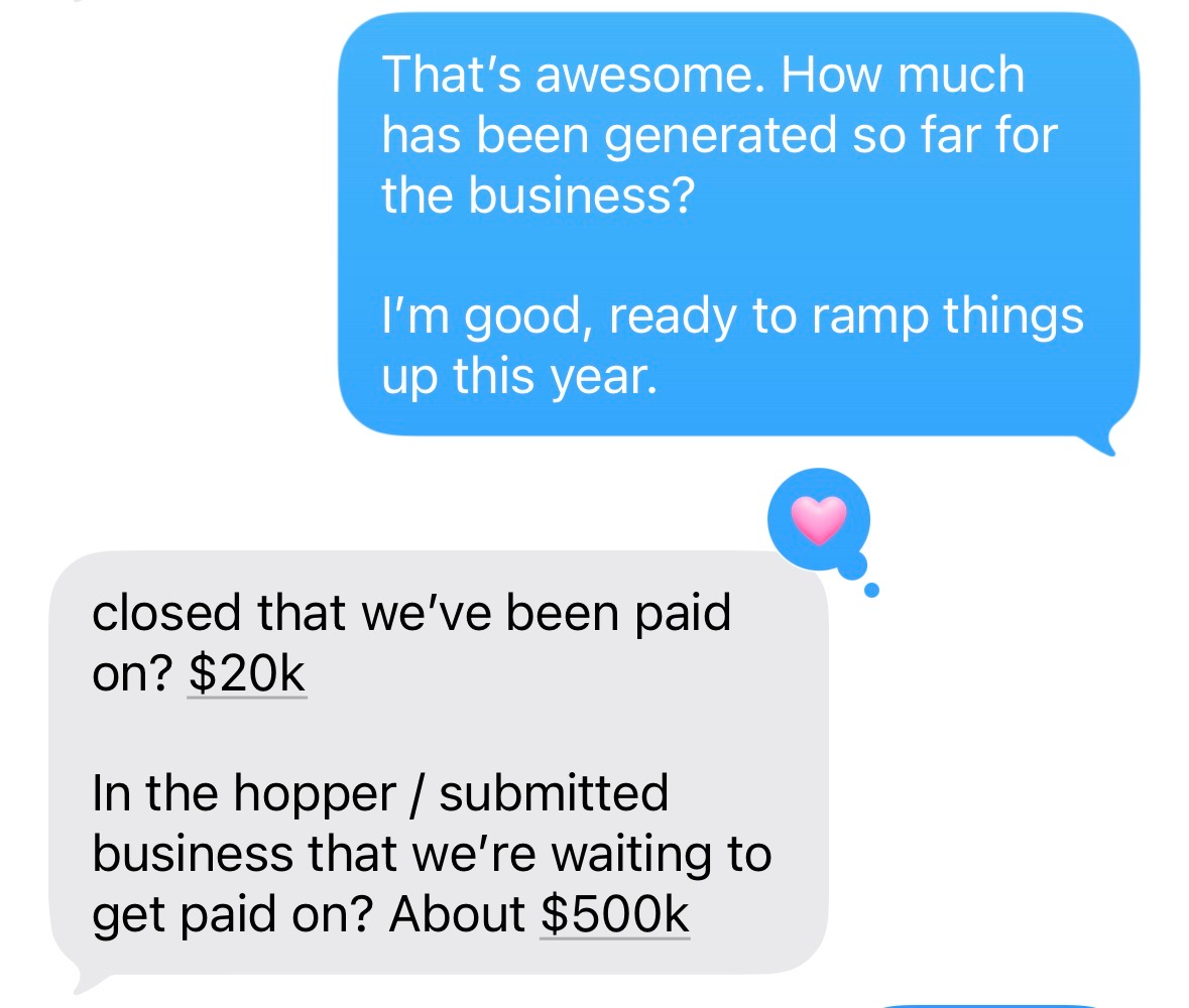 Client-reported closed and pending business