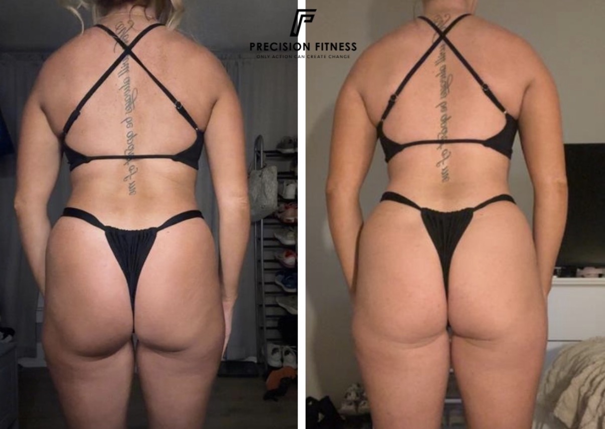 Hailey Russell's side-by-side back transformation comparison photos