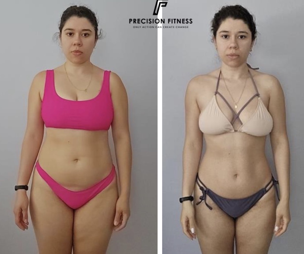 Hillary Ponce's side-by-side front transformation comparison photos