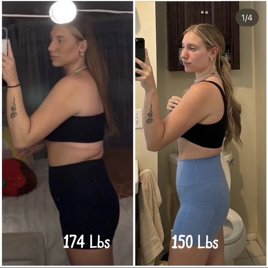 Adaija DeVivo's side-by-side transformation comparison photos